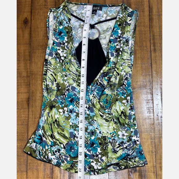 Y2K Vintage A. BYER Floral Sleeveless Blouse with Keyhole Ring Detail - Medium - Picture 10 of 12